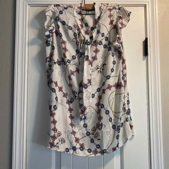 Loft Tops - Loft Ruffle Blouse with Tie Size L *Altered from Size XXL*